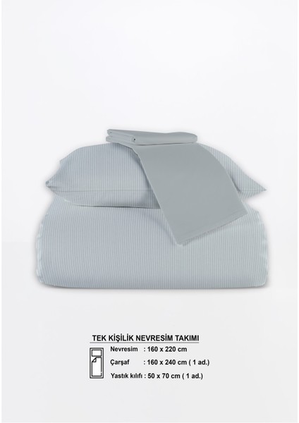 Line %100 Pamuk Ranforce Akay Açık Mavi Ipliği Boyalı Nevresim Takımı Tek Kişilik - 160X220 cm indirimleri