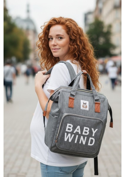 Anne Bebek Bakım Sırt Çantası Termal Biberonluk ve Bebek Arabası Askı Aparatlı