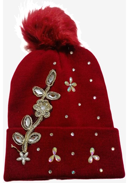 Kadın Örgü Taşlı Ponponlu Bere Standart fiyatları