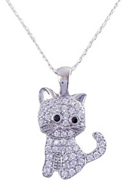 925 Ayar Gümüş Kedi Kadın Gümüş Kolye T7932 (800800)