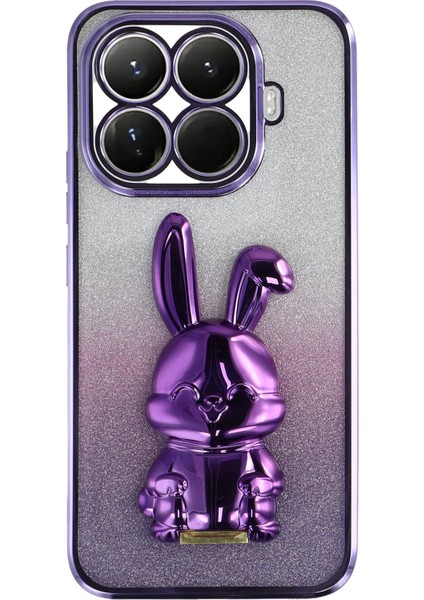 Xiaomi 15T Pro Galvanik Simli Tavşan Pc + Tpu Telefon Kılıfı ve Ayaklık (Yurt Dışından)