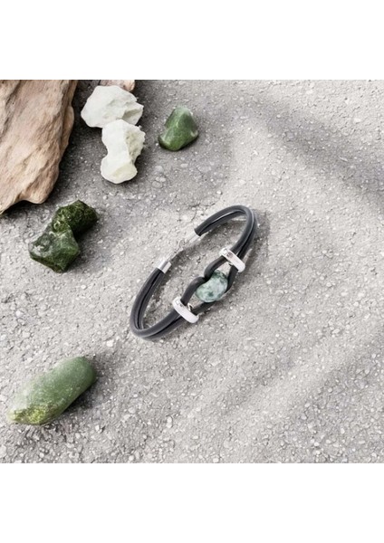 Yeşil Jasper Doğal Taşlı Deri ve Çelik Bileklik 9592B14D4 fiyatları