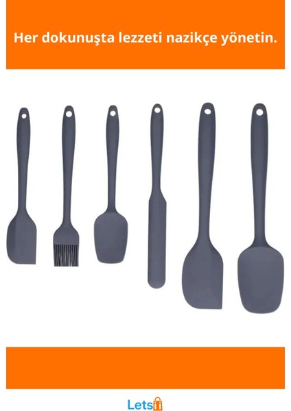 Yüksek Kaliteli Kaymaz Saplı Silikon Spatula ve Fırça Seti 6'lı fiyatları
