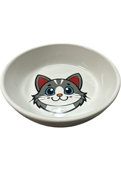 Seramik Mama ve Su Kabı Kedi Gri 250ML