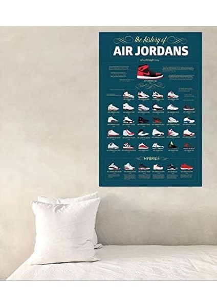 The History Of Air Jordans - Air Jordans'ın Tarihi 1984 - 2014 Arası Grafik Baskı Poster (24 x 36 Inch) modelleri