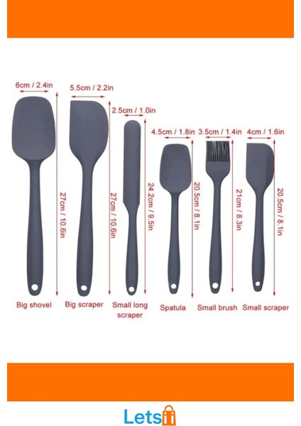 Yüksek Kaliteli Kaymaz Saplı Silikon Spatula ve Fırça Seti 6'lı fırsatları
