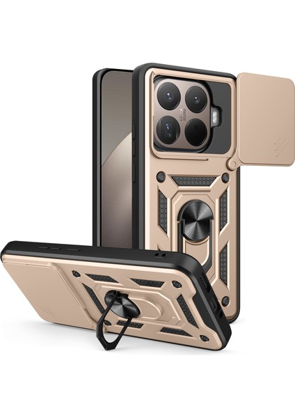 Xiaomi 15T Pro Kickstand Pc + Kamera Lens Kaydırıcılı Tpu Telefon Kılıfı (Yurt Dışından)