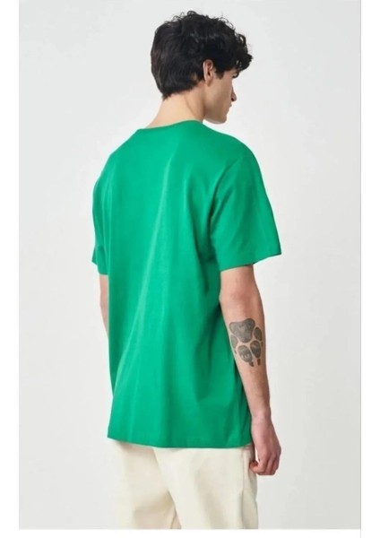 Erkek 24/1 Düz A Kalite Oversize T-Shirt - Yeşil fiyatları