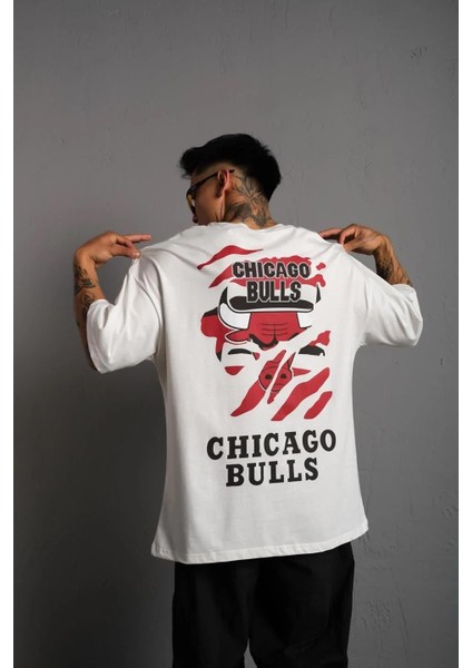 Erkek Sırt Baskılı A Kalite Oversize T-Shirt - Beyaz fiyatları