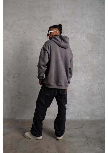 Erkek Düz Kapüşonlu Sweat - Gri fiyatları