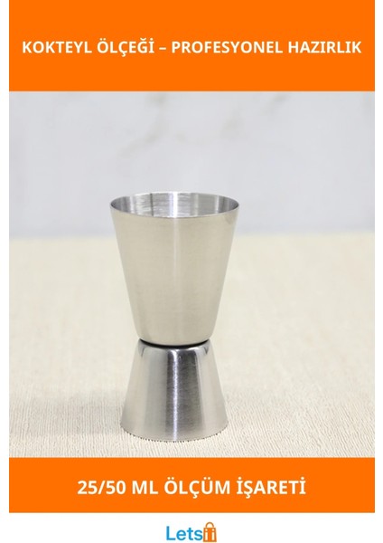 Paslanmaz Çelik Kokteyl Bar Ölçeği 25/50 ml Dayanıklı ve Hijyenik