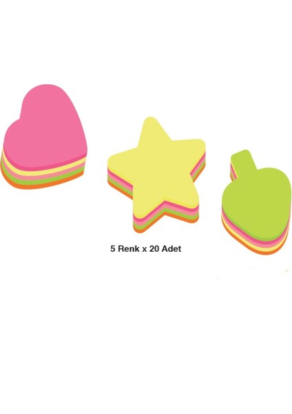 Yapışkanlı Not Kağıdı Kalp Şeklinde