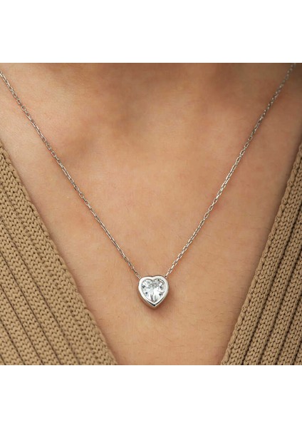 925 Ayar Gümüş Kalp Kadın Gümüş Kolye T5143 (800800) fiyatları