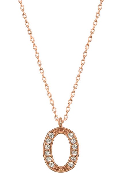 925 Ayar Gümüş Rose O Harfi Kadın Gümüş Kolye T6739 (800800)