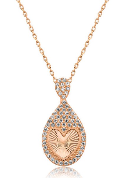 925 Ayar Gümüş Damla Kalp Kadın Gümüş Kolye T4528 (800800)