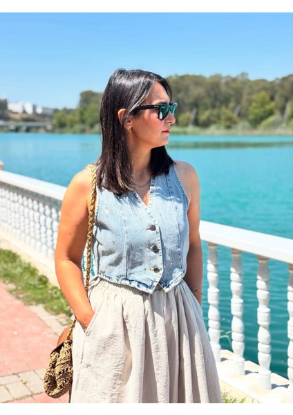 Taşlı Jean Yelek modelleri