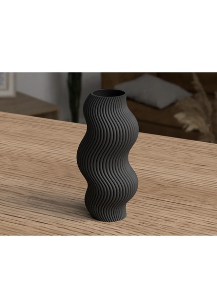 3D Baskı Dalgalı Tasarım Dekoratif Vazo – Modern Masa Üstü Dekor 18 cm fiyatları