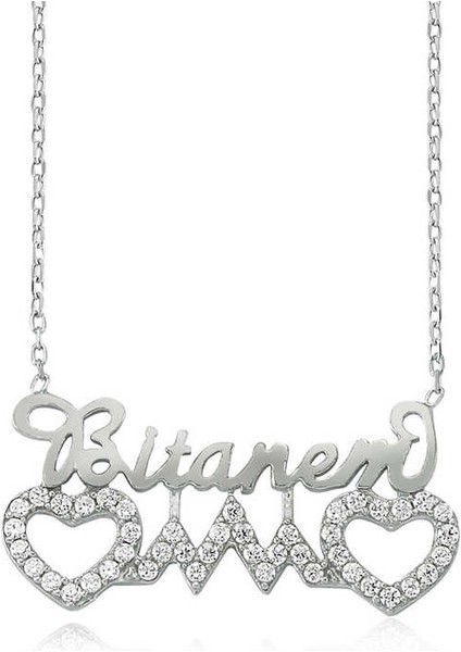 925 Ayar Gümüş Bitanem Yazılı Kalp Kadın Gümüş Kolye PT0460045 (800800)
