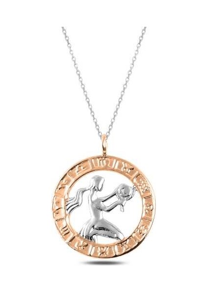 ​925 Ayar Gümüş Rose Başak Burcu Kadın Gümüş Kolye T4914 (800800)