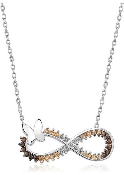 925 Ayar Gümüş Kelebekli Sonsuzluk Kadın Gümüş Kolye T4563 (800800)