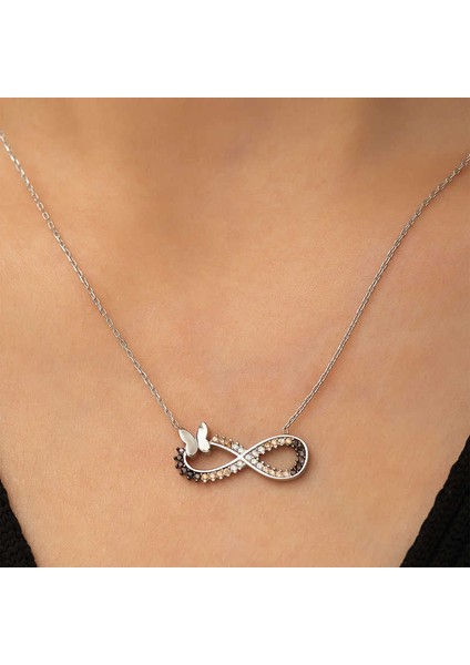925 Ayar Gümüş Kelebekli Sonsuzluk Kadın Gümüş Kolye T4563 (800800) fiyatları