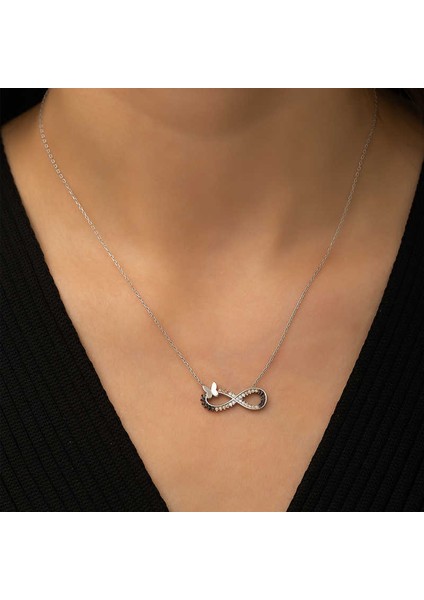 925 Ayar Gümüş Kelebekli Sonsuzluk Kadın Gümüş Kolye T4563 (800800) modelleri