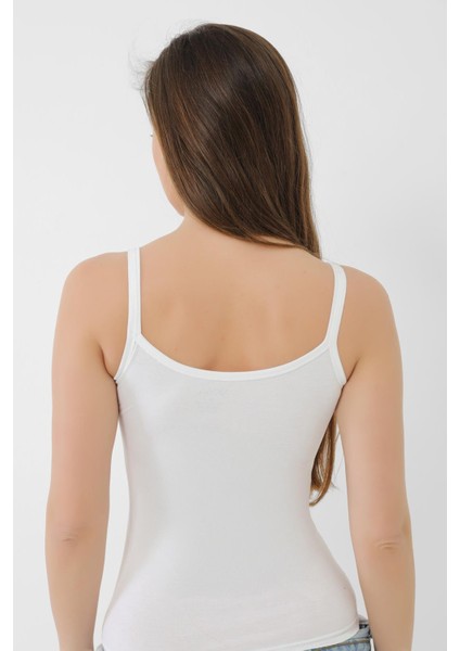 2 Adet Beyaz Kadın Bambu Atlet Kalın İp Askı Yumuşak Esnek