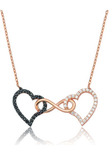 925 Ayar Gümüş Sonsuzluk Iki Kalp Kadın Gümüş Kolye PT2610261 (800800)