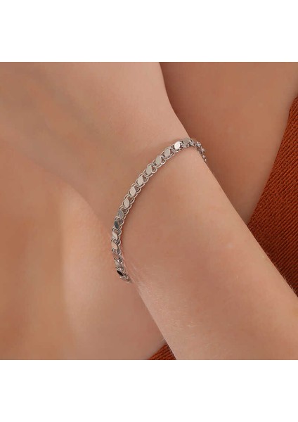 925 Ayar Gümüş Pullu Zincir Kadın Bileklik T8276 (800800) indirimleri