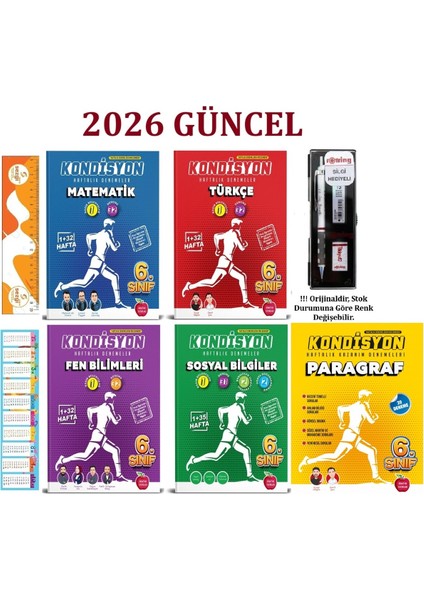 6. Sınıf Tüm Dersler Kondüsyon Seti 5 Kitap+Tikky 0.7 mm Kalem Seti+Sezgistore Cetvel Ayraç
