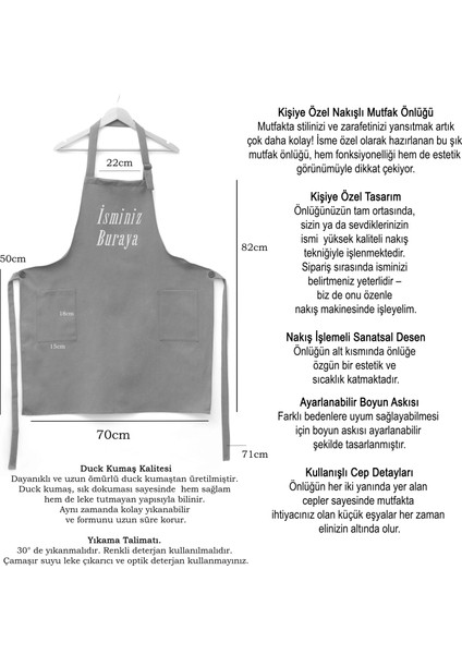 Mutfak Önlüğü Kişiye ve İsme Özel Nakışlı Mutfak Önlüğü Ikili Kupa Farklı Renkler indirimleri