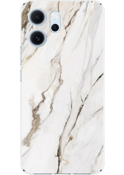 Oppo Reno 14F Uyumlu Beyaz Mermer Baskılı Silikon Kılıf