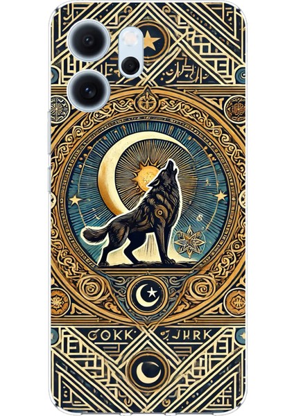 Oppo Reno 14F Uyumlu Yalnız Kurt Göktürk Baskılı Silikon Kılıf