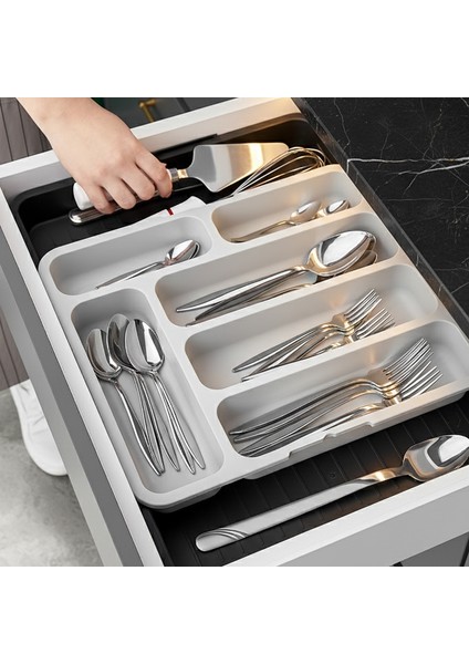 Çekmece İçi Kaşıklık Organizer Çift Taraflı Uzayabilen Pratik Kaşıklık Düzenleyici