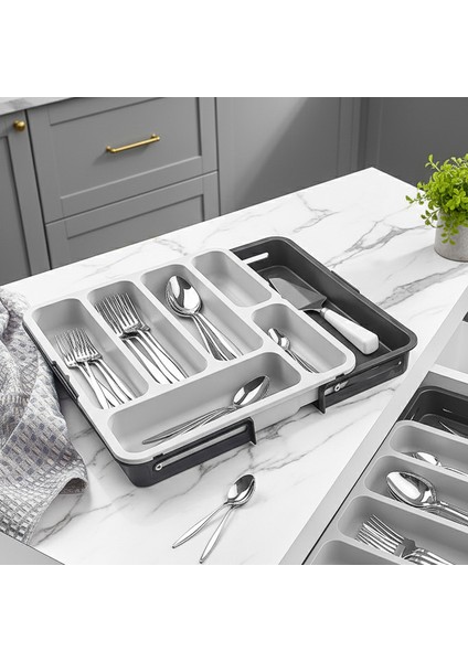 Çekmece İçi Kaşıklık Organizer Çift Taraflı Uzayabilen Pratik Kaşıklık Düzenleyici fırsatları
