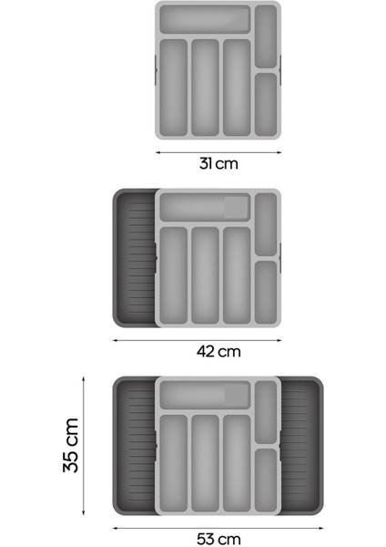 Çekmece İçi Kaşıklık Organizer Çift Taraflı Uzayabilen Pratik Kaşıklık Düzenleyici