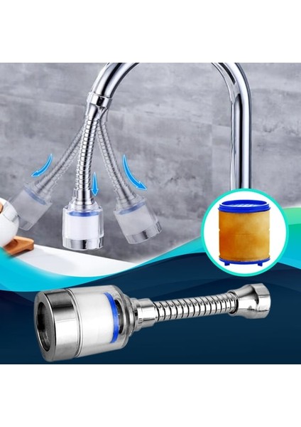 Filtreli 360° Dönerli Esnek Yapılı Mutfak Lavabo Batarya Çeşme Musluk Başlığı
