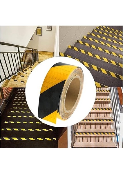 5 cm x 5 Metre Yansıtıcı Siyah Sarı Uyarı Bandı – Basamak, Zemin, Güverte Güvenlik Bandı fırsatları