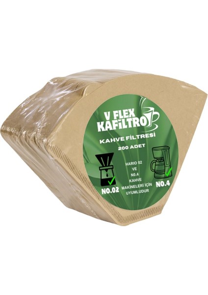 V Flex Hario ve No.4 Uyumlu Kahve Filtresi (200 Adet)