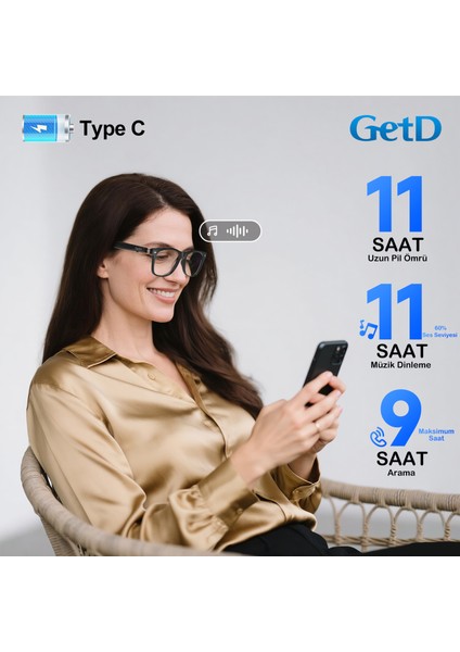 GG24C4 Getd Akıllı Gözlük – Çeviri, Müzik ve Arama Özellikli Bluetooth Gözlük fiyatları