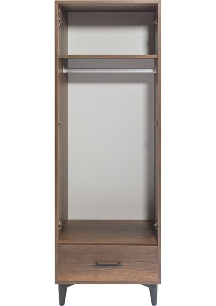 Dolap, Blesk 2 Kapaklı Çekmeceli Askılıklı Koyu Ceviz Gardırop modelleri