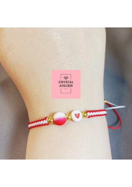 Türkiye Milli Takım Kalpli Top Boncuklu Makrome Taraftar Bileklik – El Yapımı Kırmızı Beyaz Unisex Örgü - Makrome Bileklik - Türkiye Bileklik - Taraftar Bileklik - Kalpli Bileklik modelleri