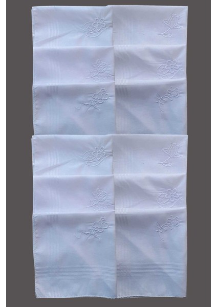 Çiçek Işlemeli Bayan Mendili 12 Adet 28X28 cm 100 Pamuk fiyatları