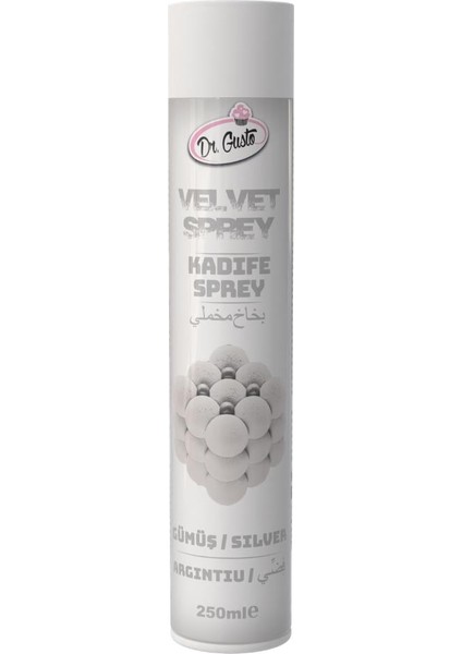 Kadife (Velvet) Sprey Gıda Boyası Gümüş 250 ml