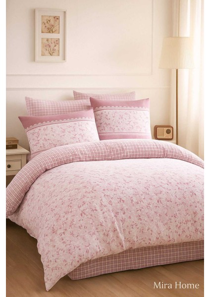 Çift Kişilik Pamuklu Nevresim Takımı Romantic Pink Çiçekli