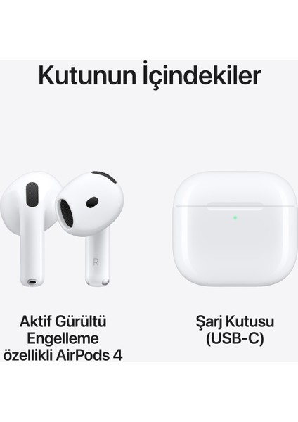 Airpods 4- Aktif Gürültü Önleme Özellikli (MXP93TU/A) - Outlet