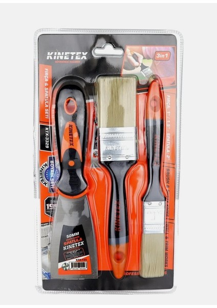 3'lü Boyacı Seti 2 Fırça ve Spatula Seti- Boya Badana Seti