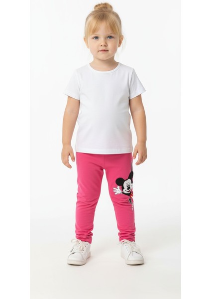 Mickey Baskılı Şardonlu Kız Çocuk Tayt