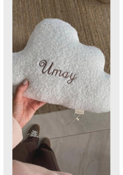 Kişiye Özel Isim Nakışlı Bulut Yastık Beyaz modelleri