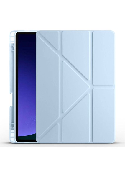 Galaxy Tab S10 Lite Kılıf Zore Tri Folding Kalem Bölmeli Standlı Kılıf-Mavi